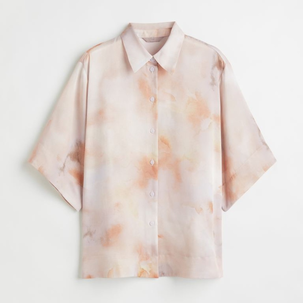 Short sleeve satin blouse